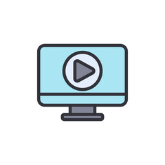 Poster - Video colored icons, minimalist vector illustration ,simple transparent graphic element .Isolated on white background