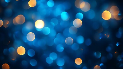 Poster - Abstract Bokeh Circles with Blue and Golden Light on Dark Background