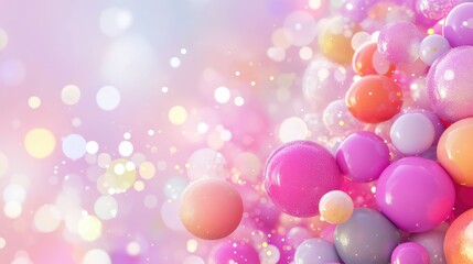 Poster - Bright and playful dot design background with shiny texture and smooth gradient spheres