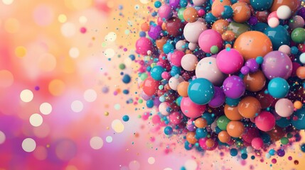 Poster - Shiny abstract halftone pattern of colorful dots arranged in a vibrant sphere