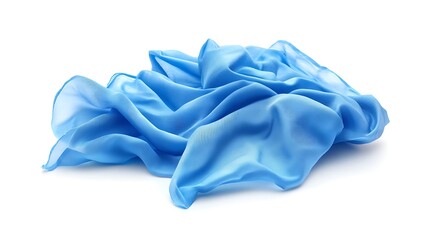 Poster - Light Blue Silk Fabric Texture Folds on White Background Fashionable Material