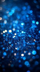 Poster - Sparkling Blue Bokeh Background Glitter Texture Blurred Light Festive Design Abstract