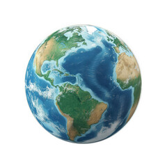 a three-dimensional representation of earth showcasing its continents and oceans. emphasizing the pl