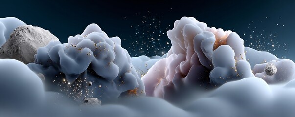 Poster - a cosmic waterfall cascading through an infinite nebula, where streams of light flow like liquid ene