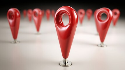 Poster - Group of red pin markers arranged neatly representing a gamified neighborhood challenge for ai literacy and engagement