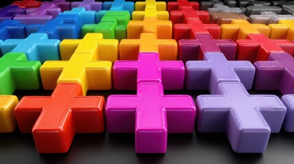Aufkleber - Colorful plastic blocks arranged to inspire creativity and learning in children through playful interaction and building