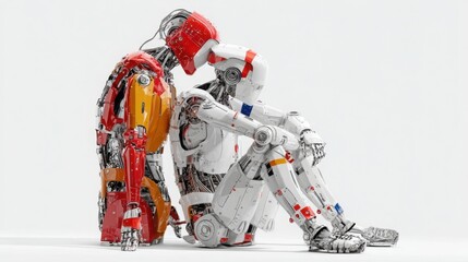 Poster - Robot sitting on the ground representing ai-resilient job training programs that protect workers in modern industries