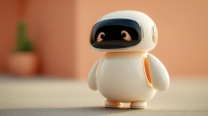 Poster - Small white robot toy exemplifying the charm of artificial intelligence and its role in child development and learning