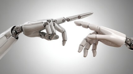 Poster - Two hands reaching each other symbolizing ai economy integration concept for artificial intelligence collaboration and growth