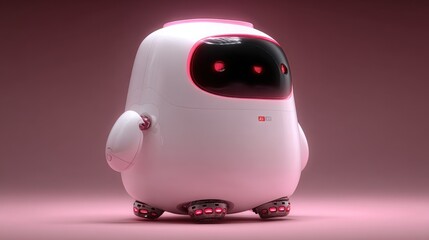 Poster - Robot with a red light on its head symbolizing ai customer emotion detector concept for interpreting client feelings