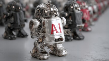Poster - Robot holding a red letter 'a' representing ai ethics and regional group oversight in artificial intelligence development