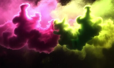 Wall Mural - underwater neon paint dispersion with ink like motion and ethereal light effect made with generative