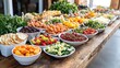© NENI - Buffet with colorful salads, appetizers, and fruits
