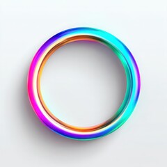Poster - Iridescent ring on white background with multiple colors and smooth texture in a circular shape