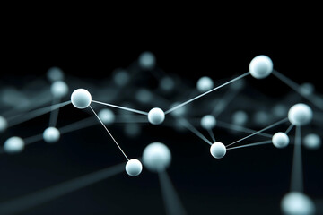 Aufkleber - A digital representation of interconnected nodes and lines on a dark background, symbolizing networks or molecular structures.