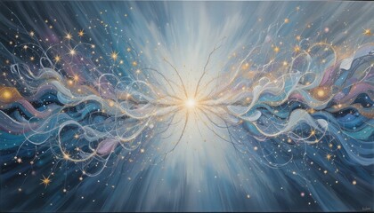 Poster - Dynamic cosmic energy burst universe digital artwork abstract wide angle energetic vibes