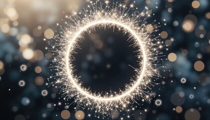 Poster - Sparkling circle of light abstract display digital art enigmatic background close-up viewpoint visual concept for creativity