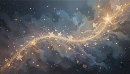 Poster - Celestial dance of stars cosmic space digital art ethereal environment wide-angle view cosmic wonder