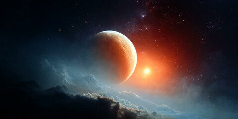 Wall Mural - cosmic planet landscape in outer space