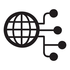 Poster - globe with global network connections silhouette vector illustration on transparent background