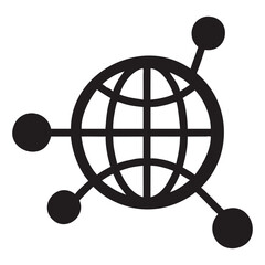 Poster - globe with global network connections silhouette vector illustration on transparent background