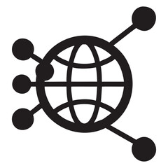 Poster - globe with global network connections silhouette vector illustration on transparent background