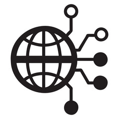 Poster - globe with global network connections silhouette vector illustration on transparent background