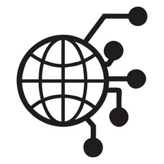Poster - global with global network connections icon on transparent background