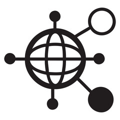 Poster - global with global network connections icon on transparent background