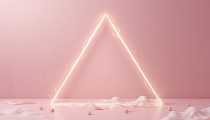 Poster - Illuminated triangle art installation minimalist studio digital artwork contemporary environment front view abstract concept