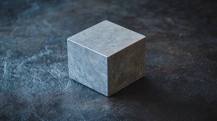 Poster - Gray cube on dark surface