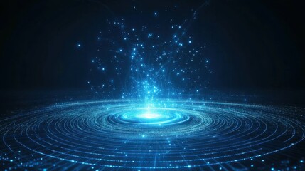 Leinwandbilder - Technology concept Abstract and futuristic blue dots and lines connected together