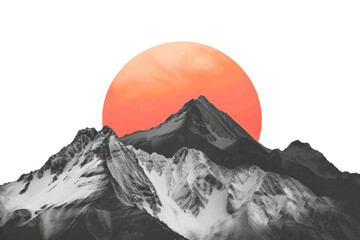 Wall Mural - PNG Abstract mountain sunset art
