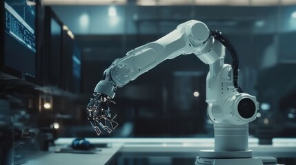 Leinwandbilder - Advanced robotic arm in a modern laboratory setting