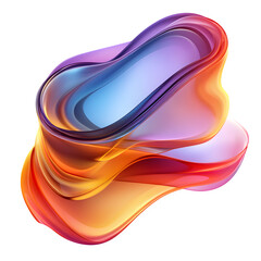 Poster - Abstract layered shape with gradient colors of purple blue orange and red on a black background