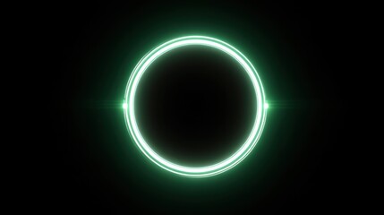 Poster - A glowing green circle against a black background, perfect for modern design and artistic projects.