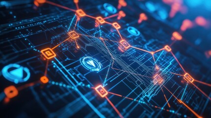 Aufkleber - Complex network of interconnected data points
