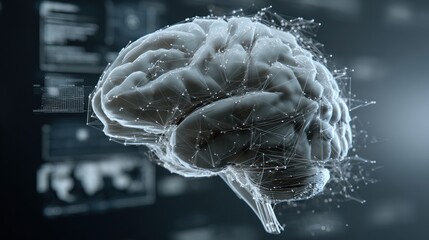 Poster - A stunning digital representation of a brain showcasing neural connections and data visualization.