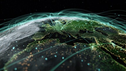 Poster - A stunning visual of the Earth's digital connections, highlighting the flow of data across continents and networks.