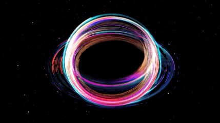 Poster - A vibrant, abstract circle with colorful swirls, set against a dark background, ideal for modern digital designs.