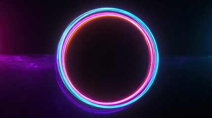Poster - A vibrant neon circle glows against a dark backdrop, creating a striking visual effect perfect for creative projects.