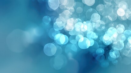 Poster - Beautiful bokeh effect with soft blue tones, perfect for backgrounds or abstract designs, creating a calm atmosphere.