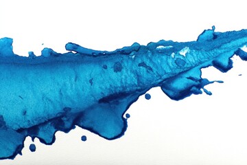 Poster - Abstract artistic teal blue watercolor stain on white paper vibrant texture background for creative design element expressive splash and fluid ink wash effect