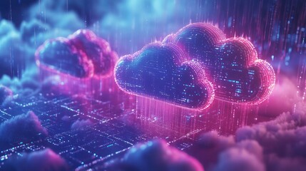 Leinwandbilder - Futuristic cloud computing network above city