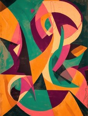 Poster - Vibrant abstract composition featuring bold geometric shapes in a dynamic interplay of colors and forms creating a modern and artistic visual experience