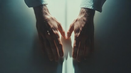 Poster - Top view of male hands making online payment