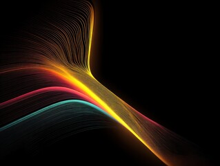 Poster - Abstract wave of vibrant light trails against a dark background modern art design element