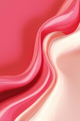 Poster - Abstract pink and cream wave background with smooth flowing lines and glossy texture creating a modern and elegant design for creative projects and artistic use