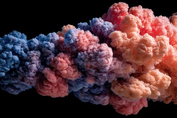 Poster - Ethereal cloudscape of vibrant colors blending seamlessly against a stark black background creating a mesmerizing abstract composition with a sense of depth and volume