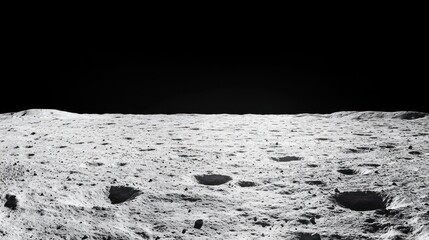 Poster - lunar surface, craters, moon, space, landscape, black background, monochrome, astronomy, science, ex